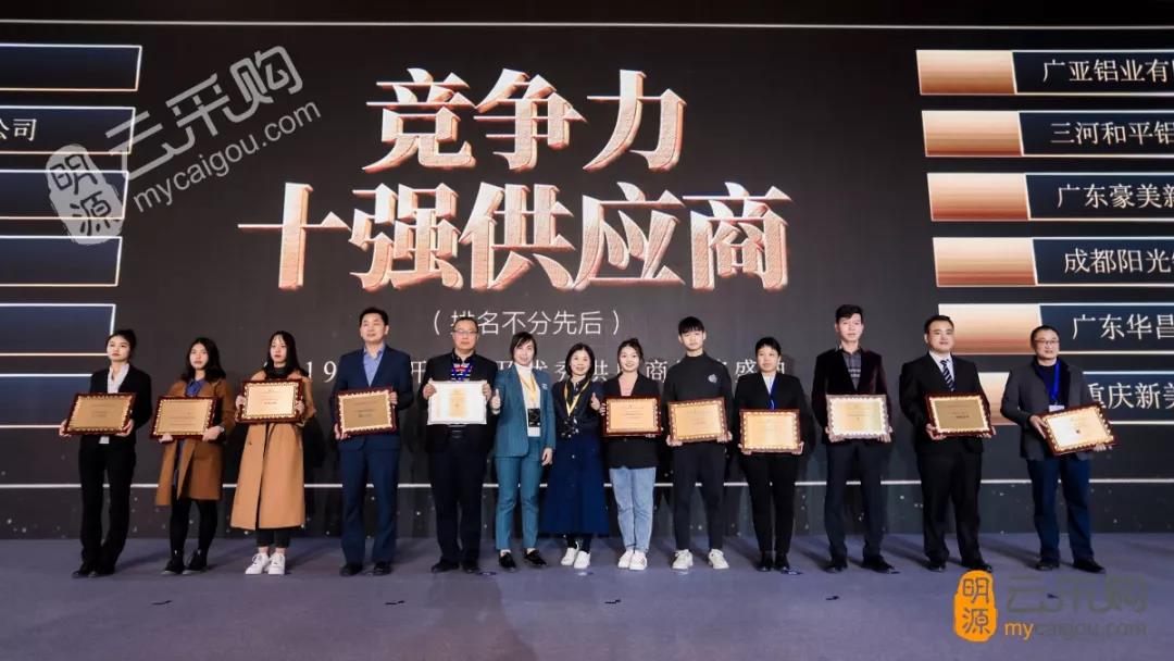 【喜讯】南宫NG28铝业荣获2019年度中国房地产供应商“竞争力十强（型材类）”称呼！